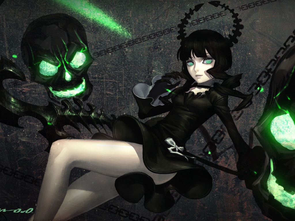 Зеленые черепа в аниме Black Rock Shooter
