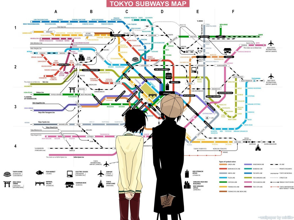 Герои аниме у карты метро