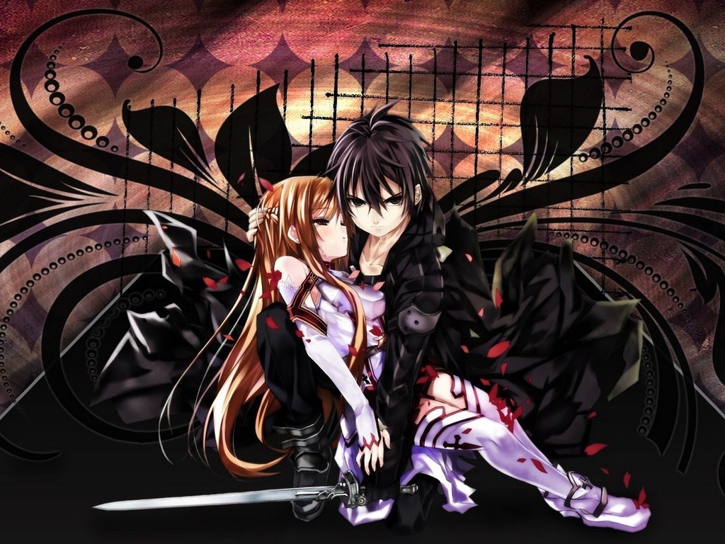 Парень и девушка в аниме Sword Art Online