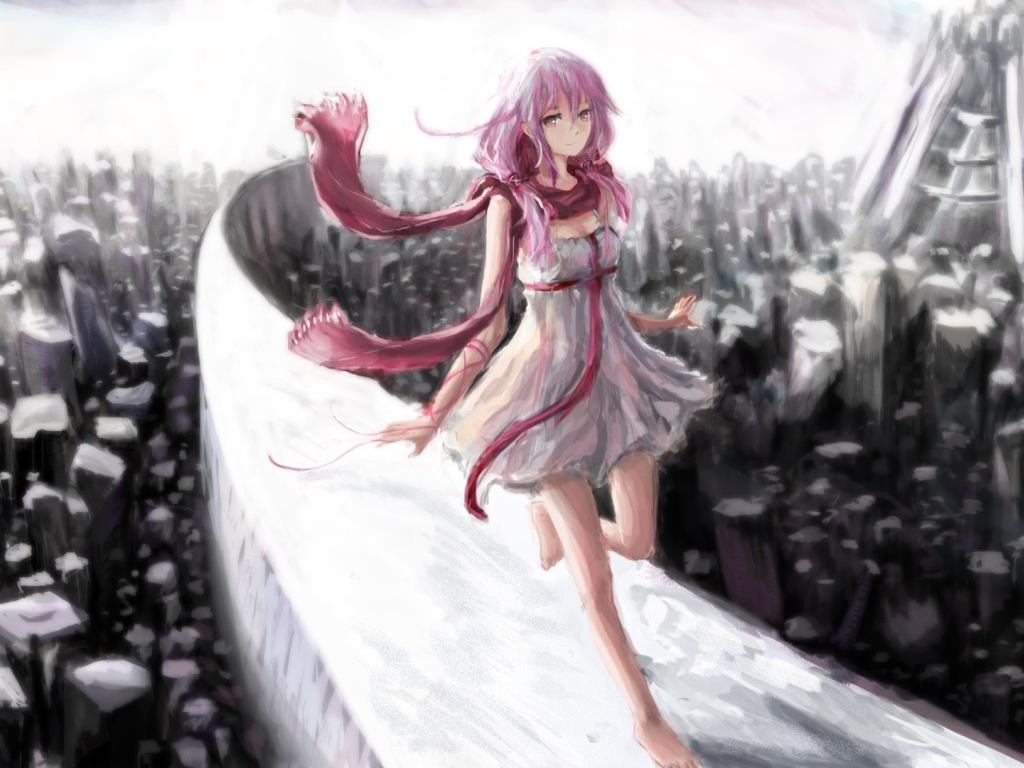 Розовые волосы у девушки в аниме Корона греха