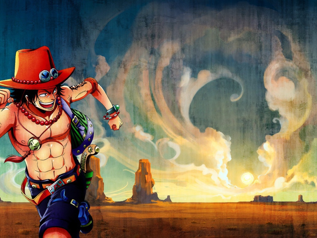 Портгас Д. Эйс бежит по пустыне, аниме