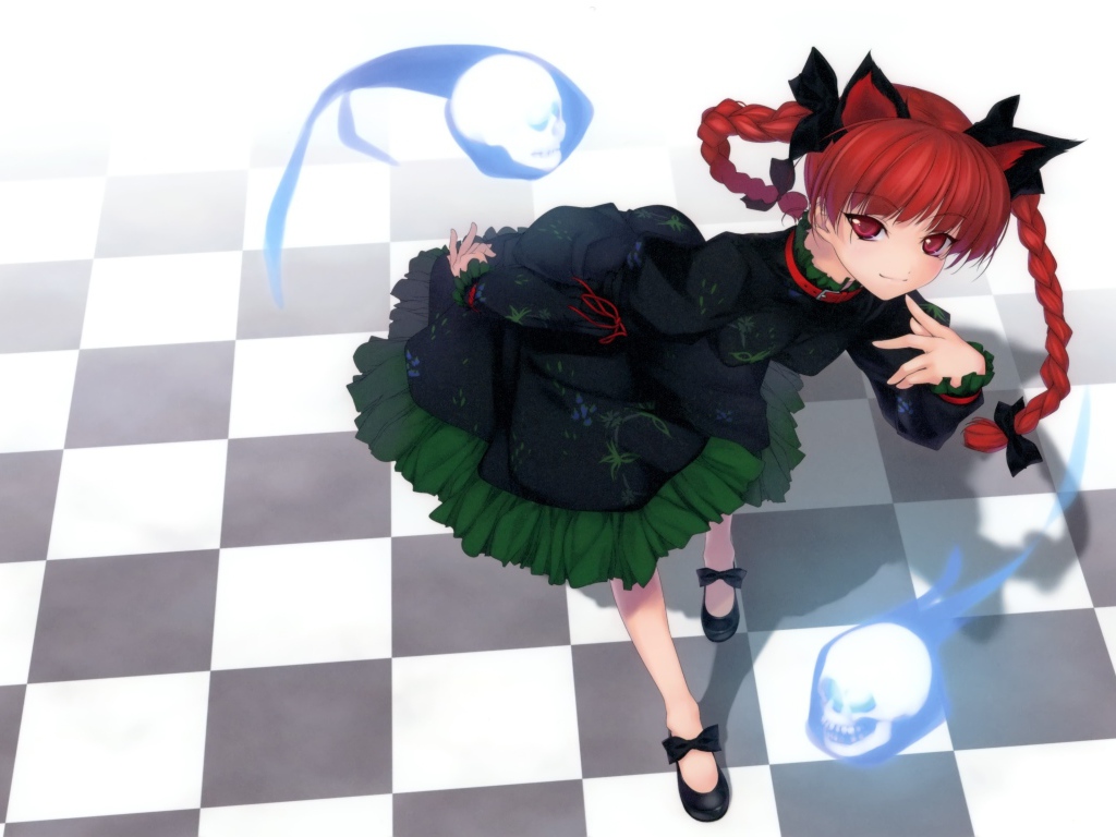 Рыжая девушка аниме с косами, Kaenbyou Rin