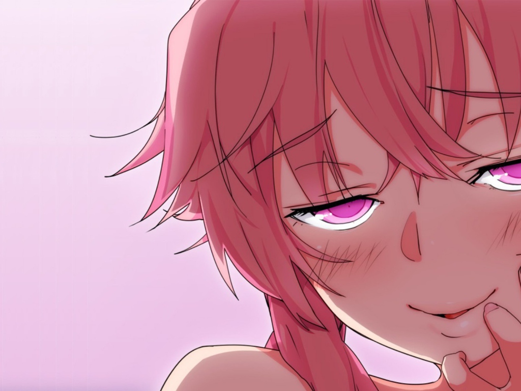 Красноволосая девушка аниме Яндере