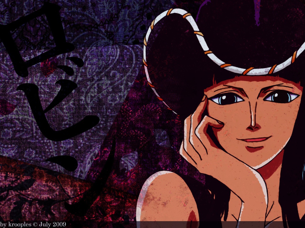 Грустная Нико Робин в шляпе, аниме Большой куш