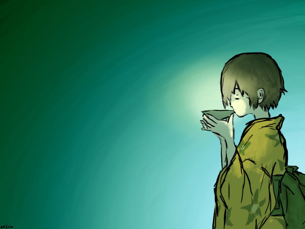 Девушка пьет чай, аниме Мастер Муси