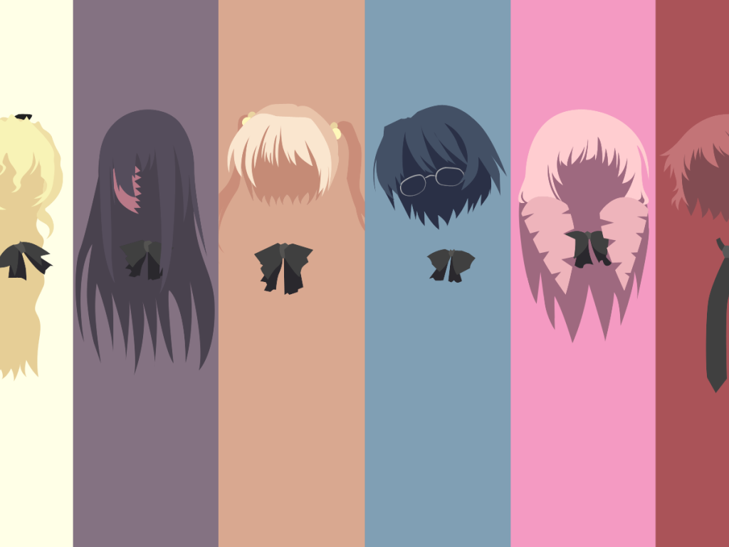 Силуэты героев аниме Девушки-инвалиды