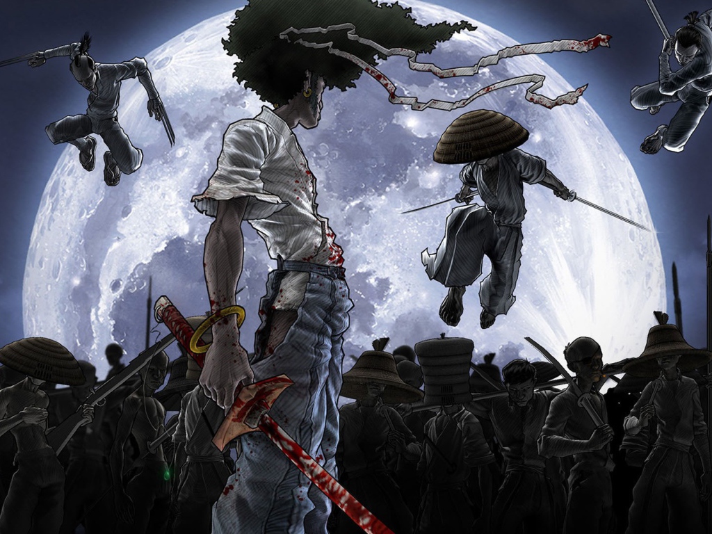 Сражение в аниме Афросамурай