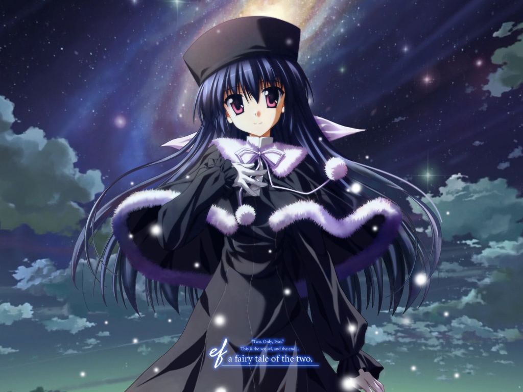 Девушка в черной одежде в аниме Эф - история воспоминаний