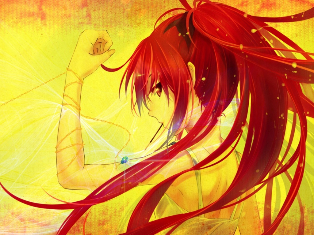 Девушка на желтом фоне, аниме Девочка-волшебница Мадока