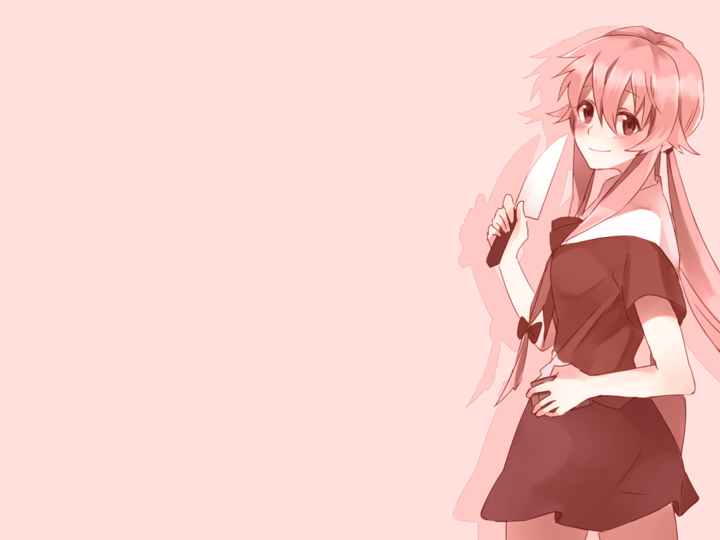 Девушка с ножом в аниме Яндере