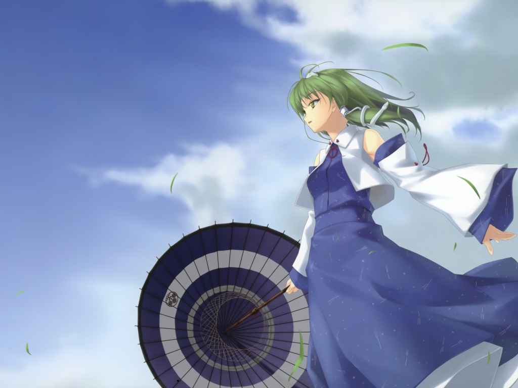 Девушка с зонтом, аниме Kochiya Sanae