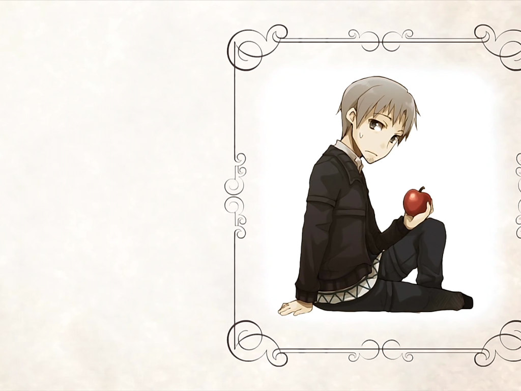 Парень с яблоком в аниме Волчица и пряности