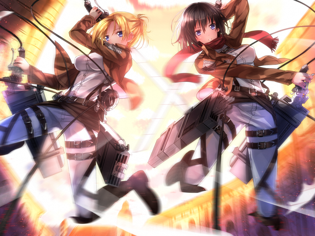 Две девушки из аниме Атака Титанов