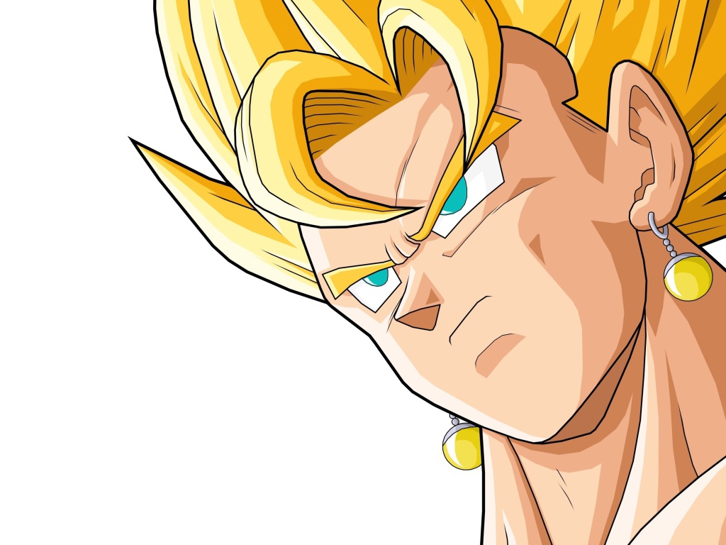 Желтые серьги и волосы у персонажа аниме Dragon Ball