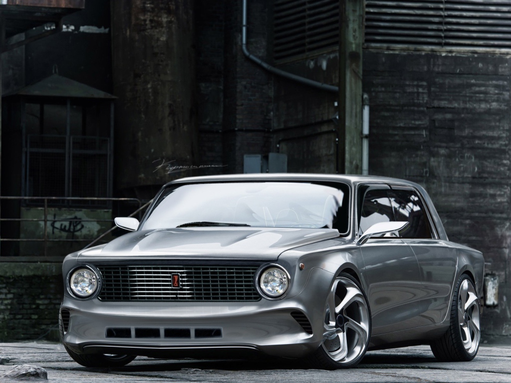 Серый ВАЗ после тюнинга