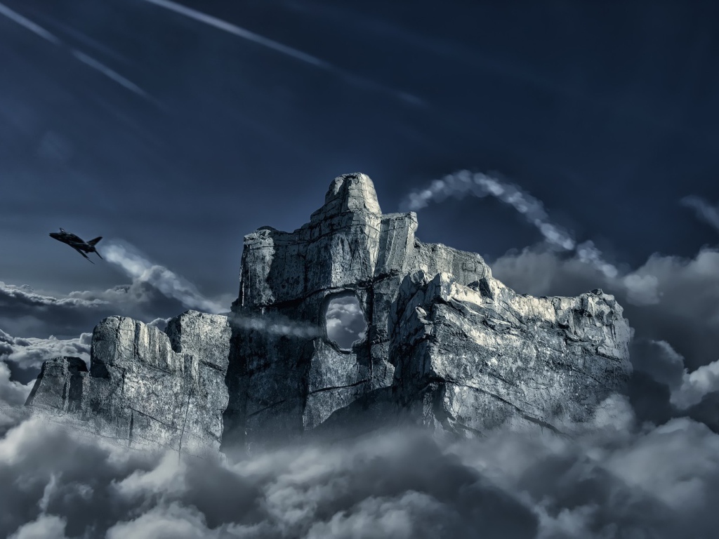 Самолет пролетел сквозь отверстие в скале