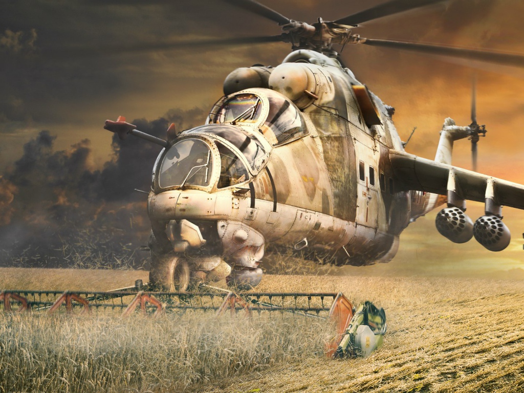 Вертолет МИ-24 в качестве комбайна