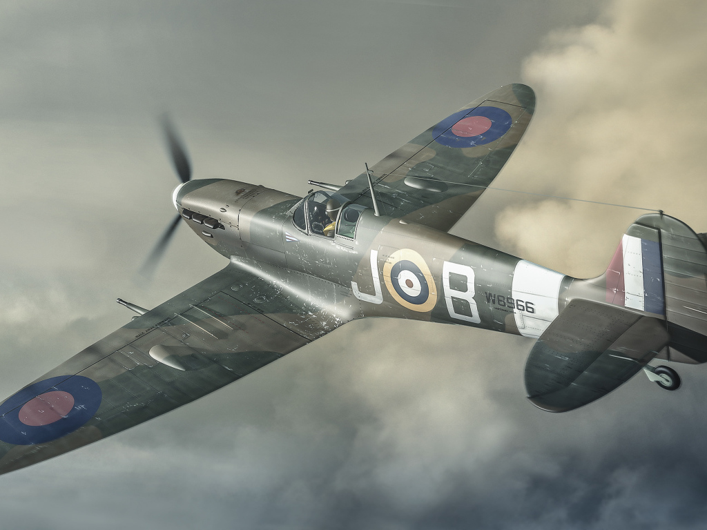 Военный самолет над облаками