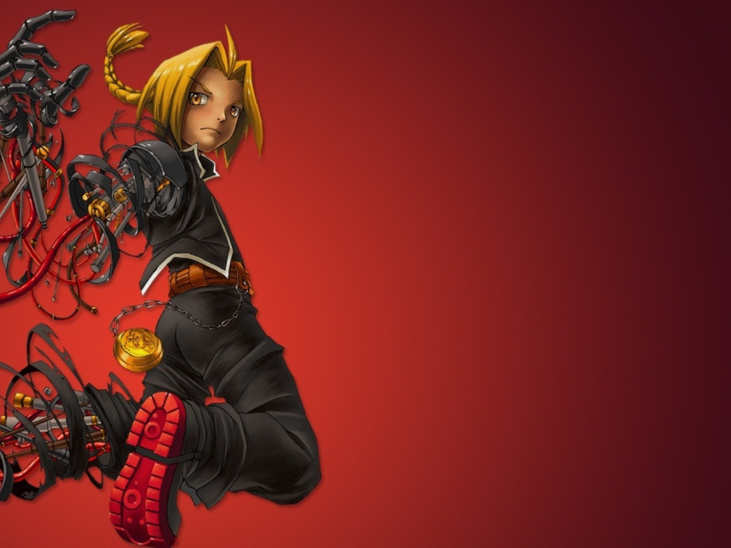 Аниме Стальной алхимик, красный фон