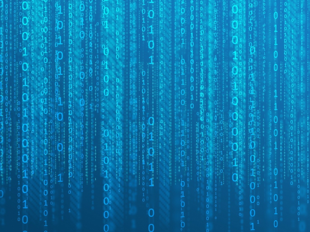 Двоичный код, голубой фон