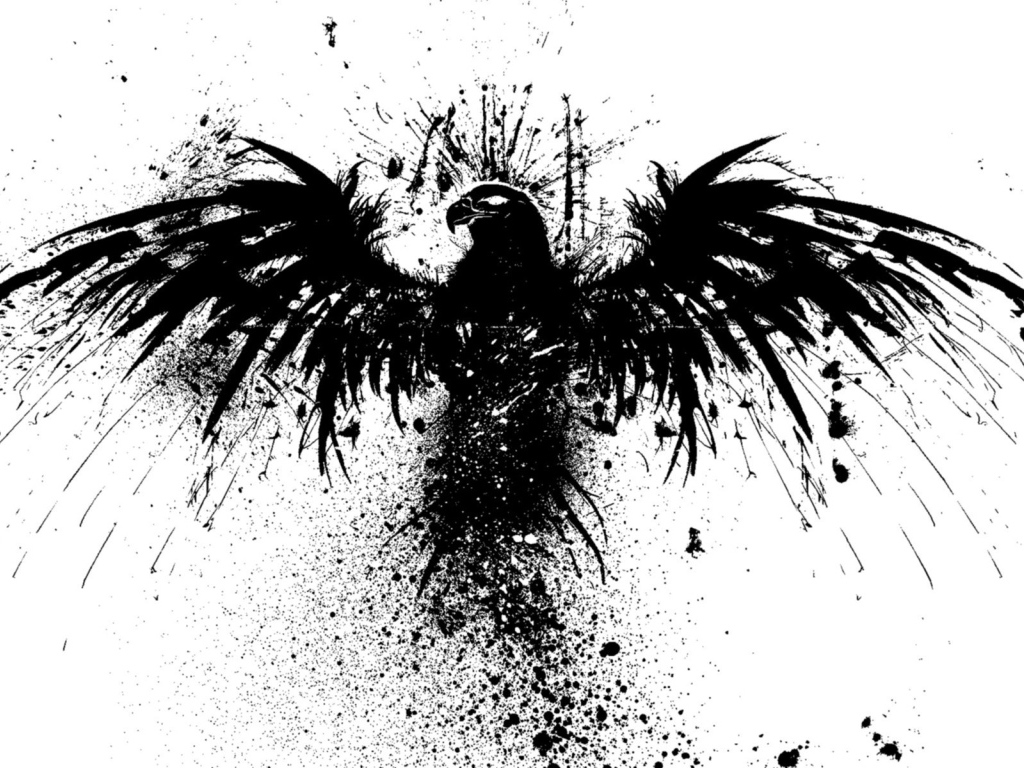 Черная птица на белом фоне