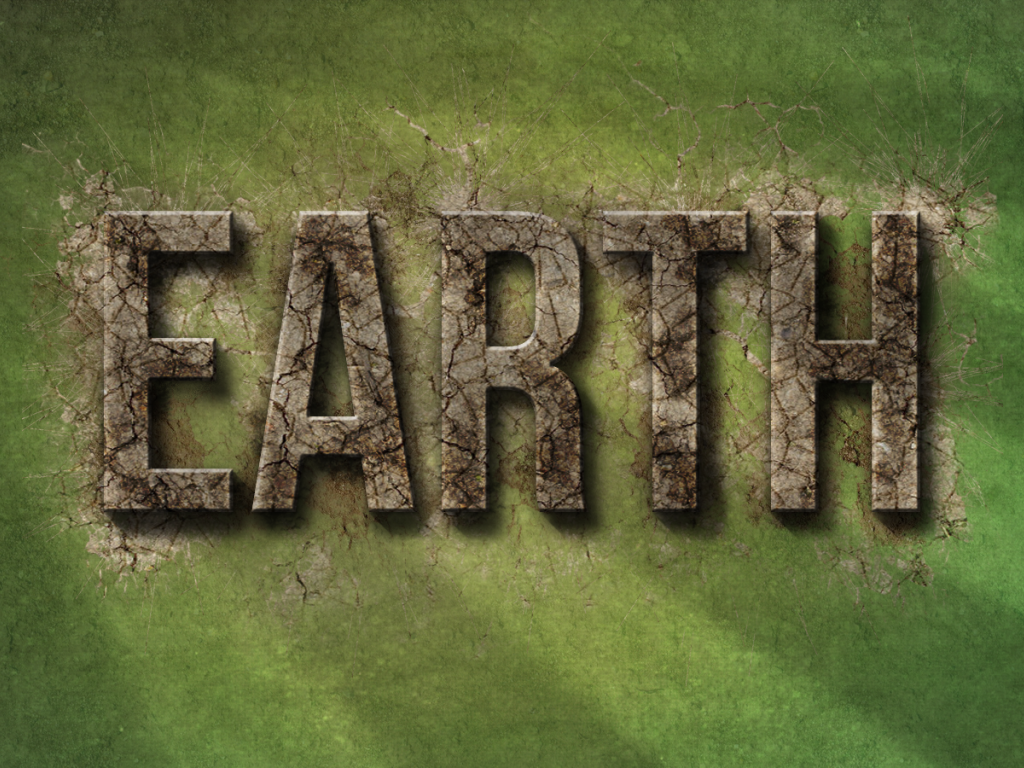Надпись Земля, зеленый фон