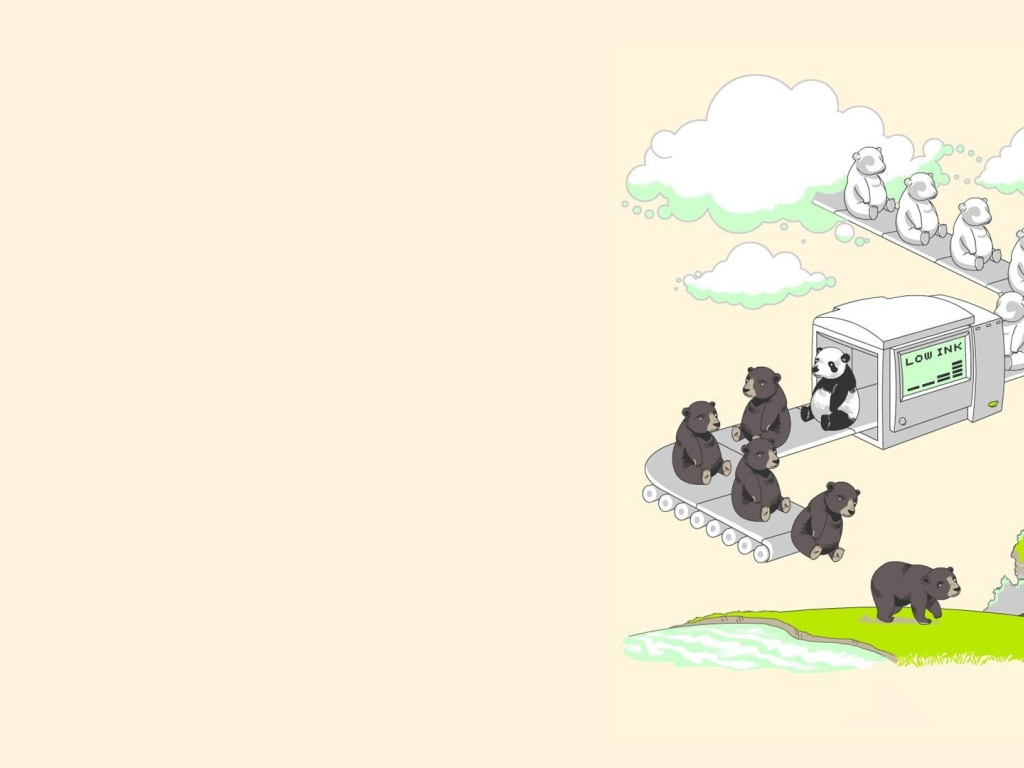 Небесная фабрика медведей, светлый фон