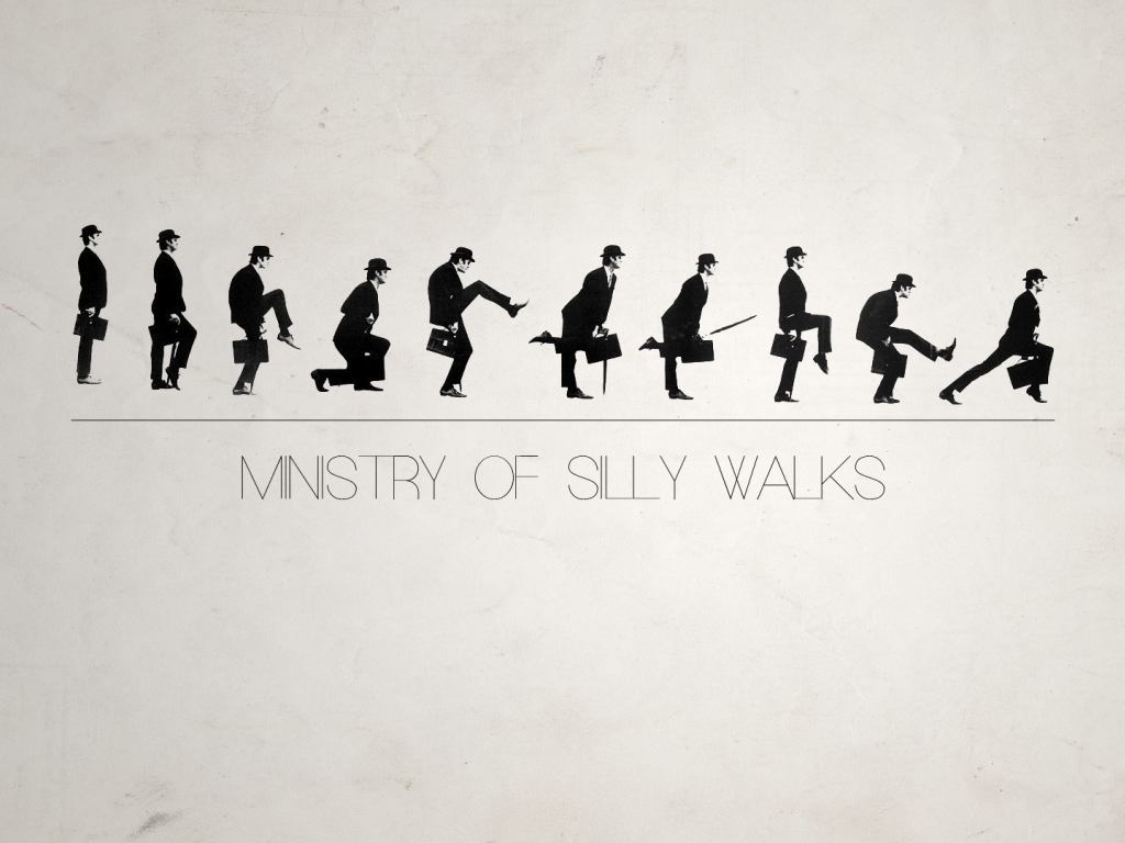 Комик группа Монти Пайтон, серый фон