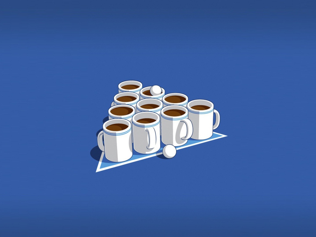 Чашки с кофе, голубой фон