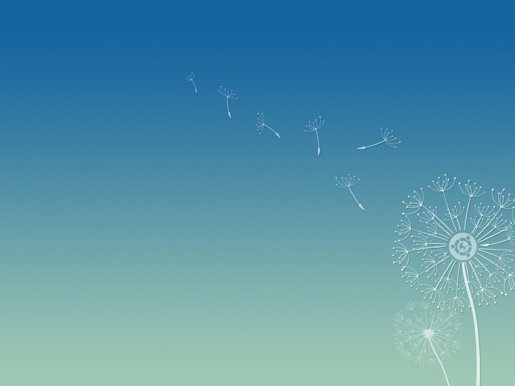 Семена одуванчика, фон Убунту