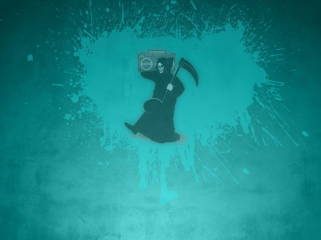 Смерть с магнитофоном, голубой фон