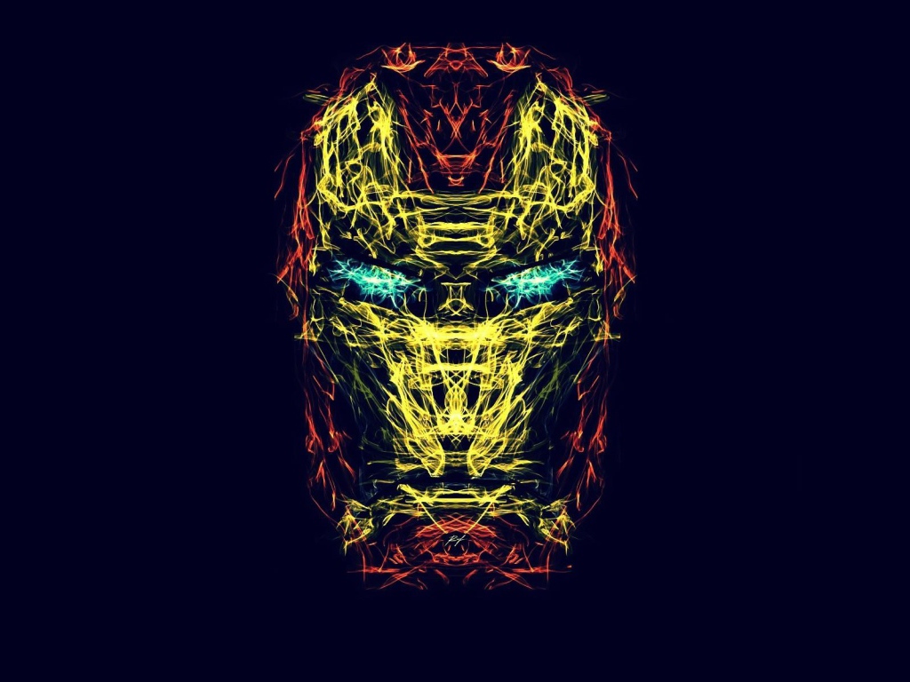 Схема маски Железного человека, синий фон