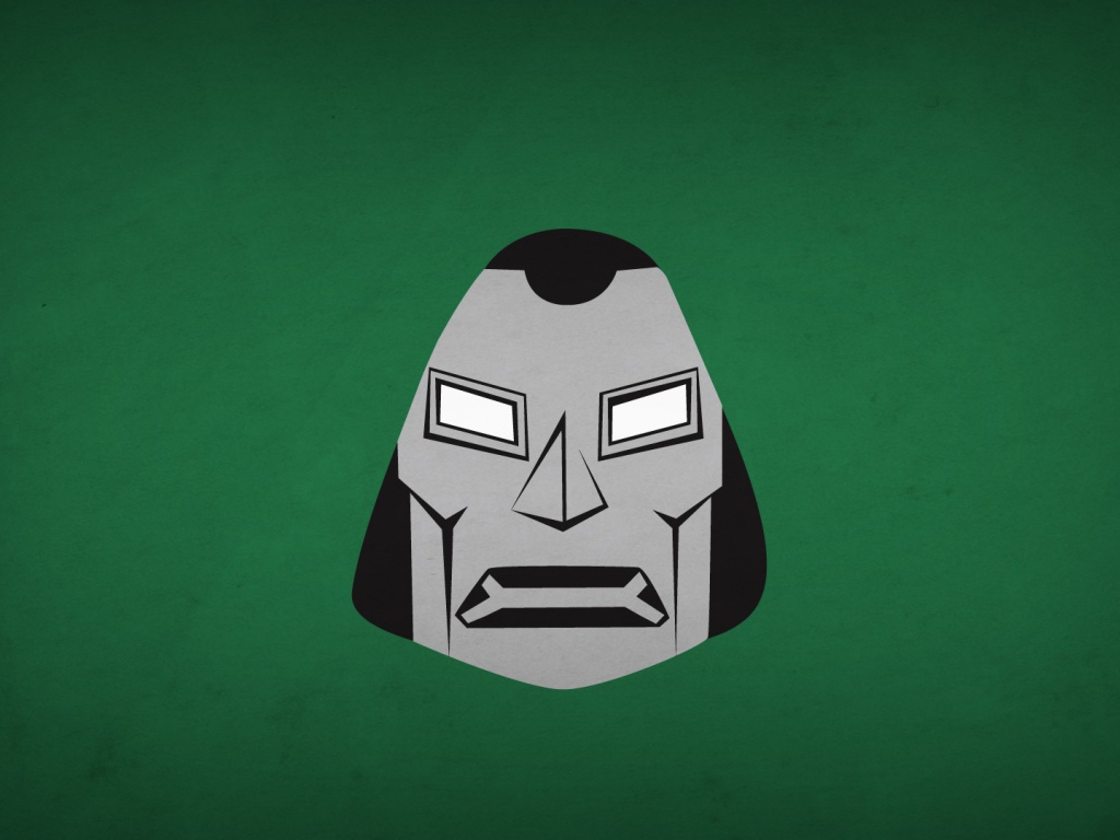 Лицо доктора Дум, зеленый фон