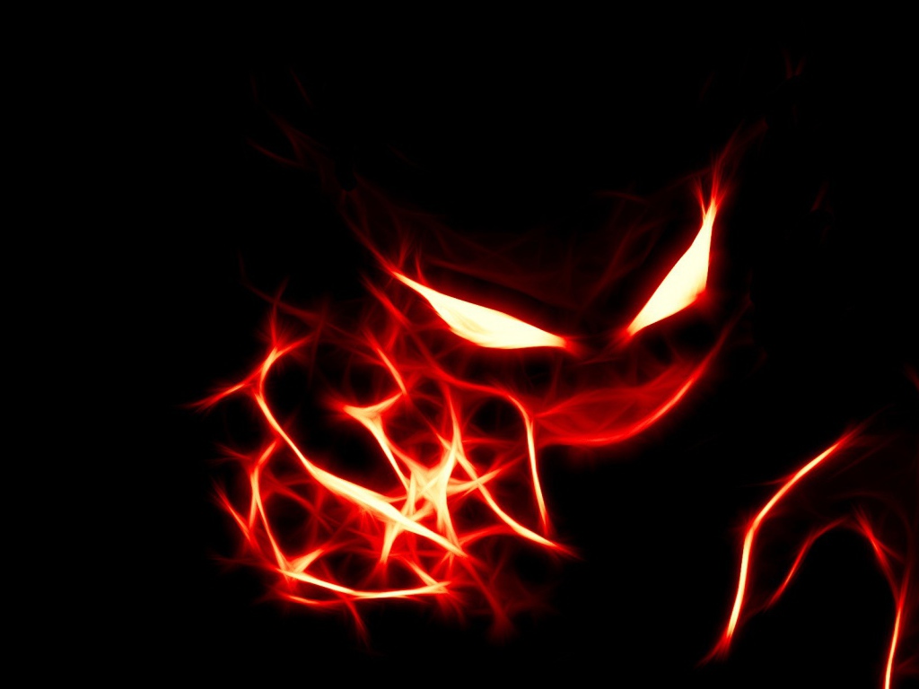 Пламенный монстр на черном фоне