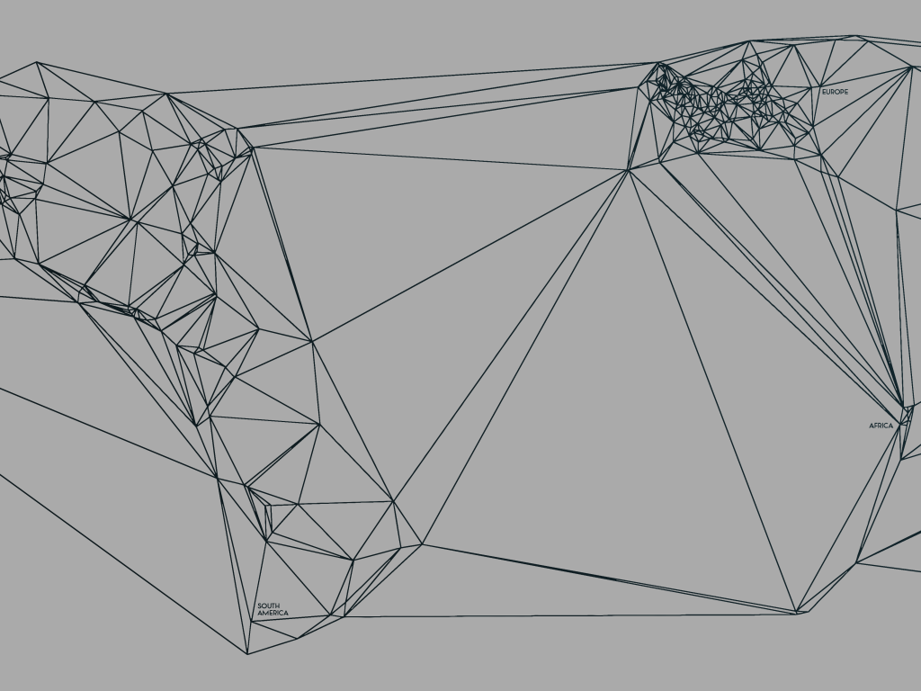 Геометрическая карта мира Nicholas Felton, серый фон
