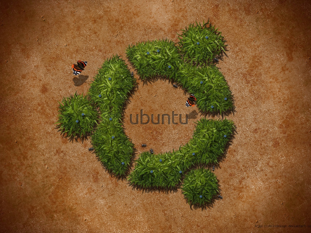 Трава в пустыне, фон Ubuntu