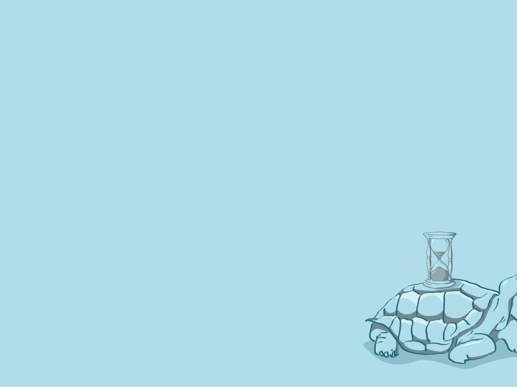 Песочные часы на черепахе, голубой фон