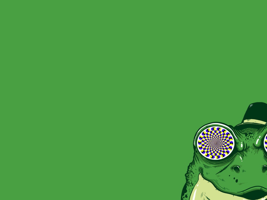 Гипнотическая жаба, зеленый фон