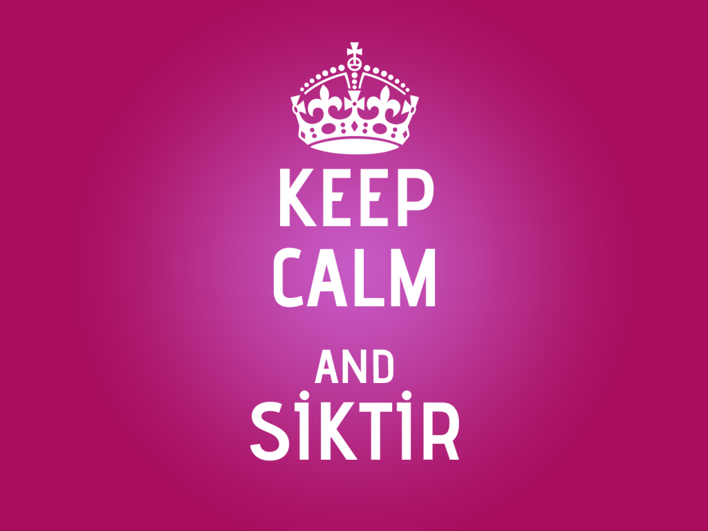 Сохраняйте спокойствие и идите прочь, сиреневый фон