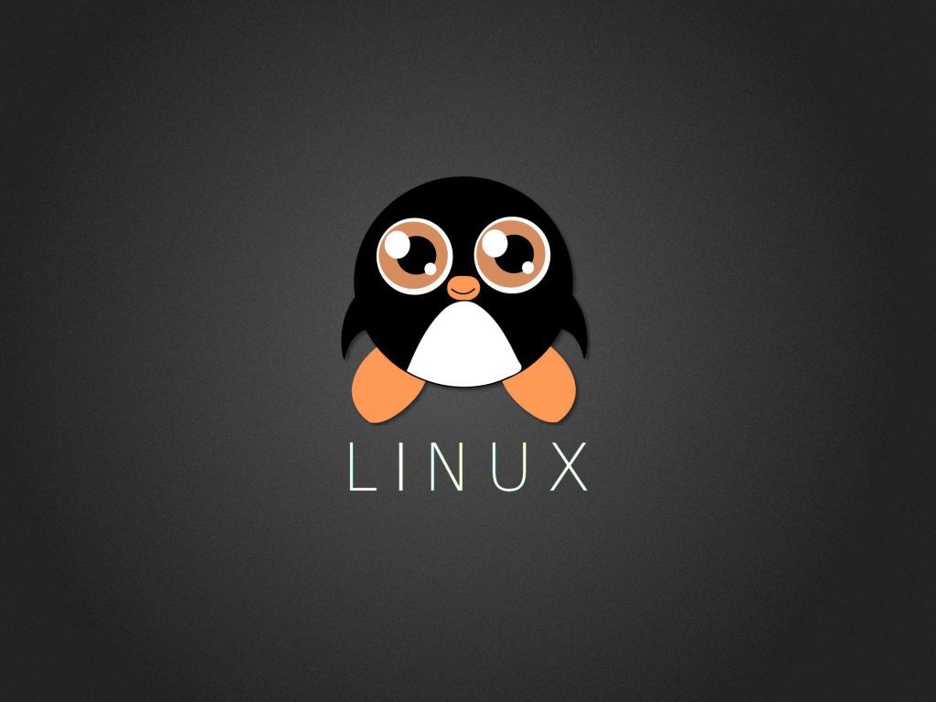 Пингвин Линукс, серый фон