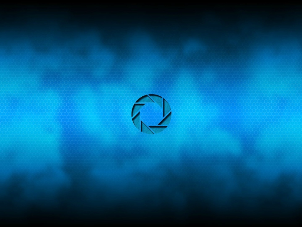 Логотип Aperture Science, синий фон