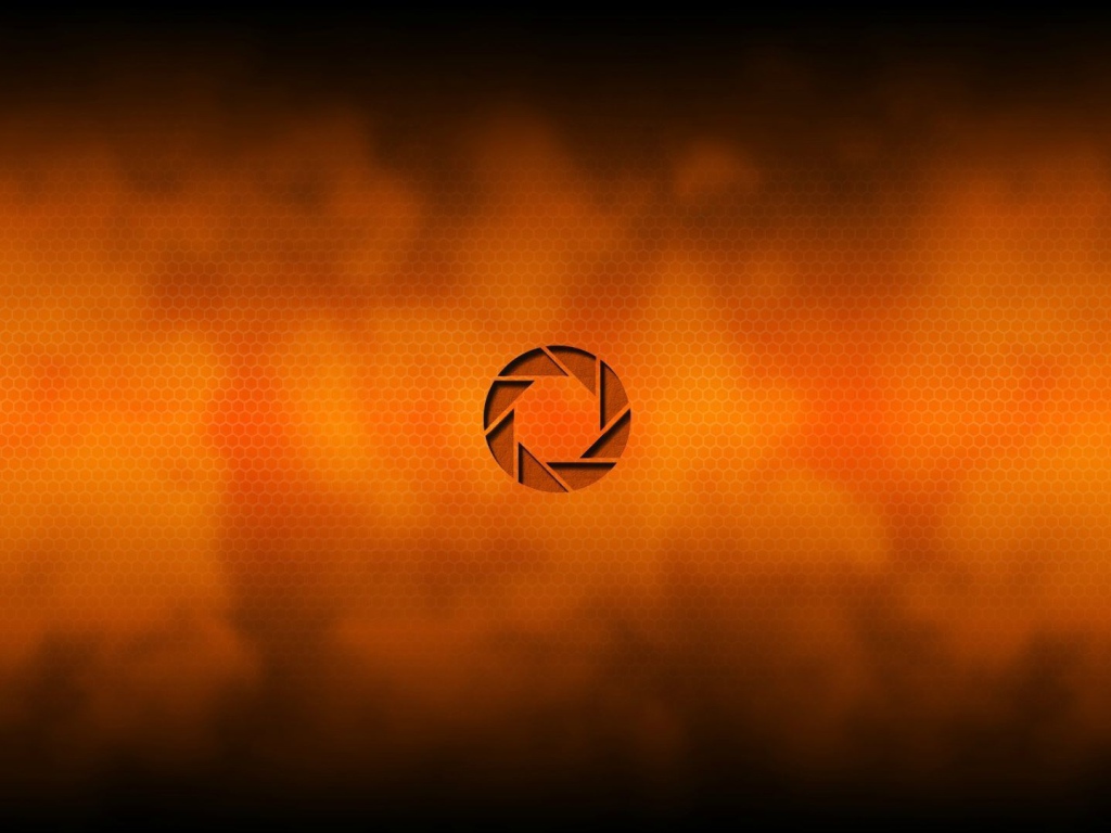 Логотип Aperture Science, оранжевый фон