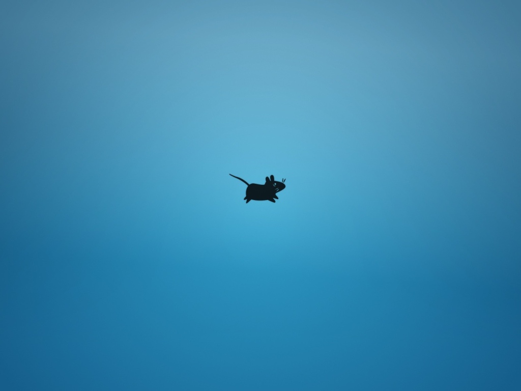 Мышка, голубой фон