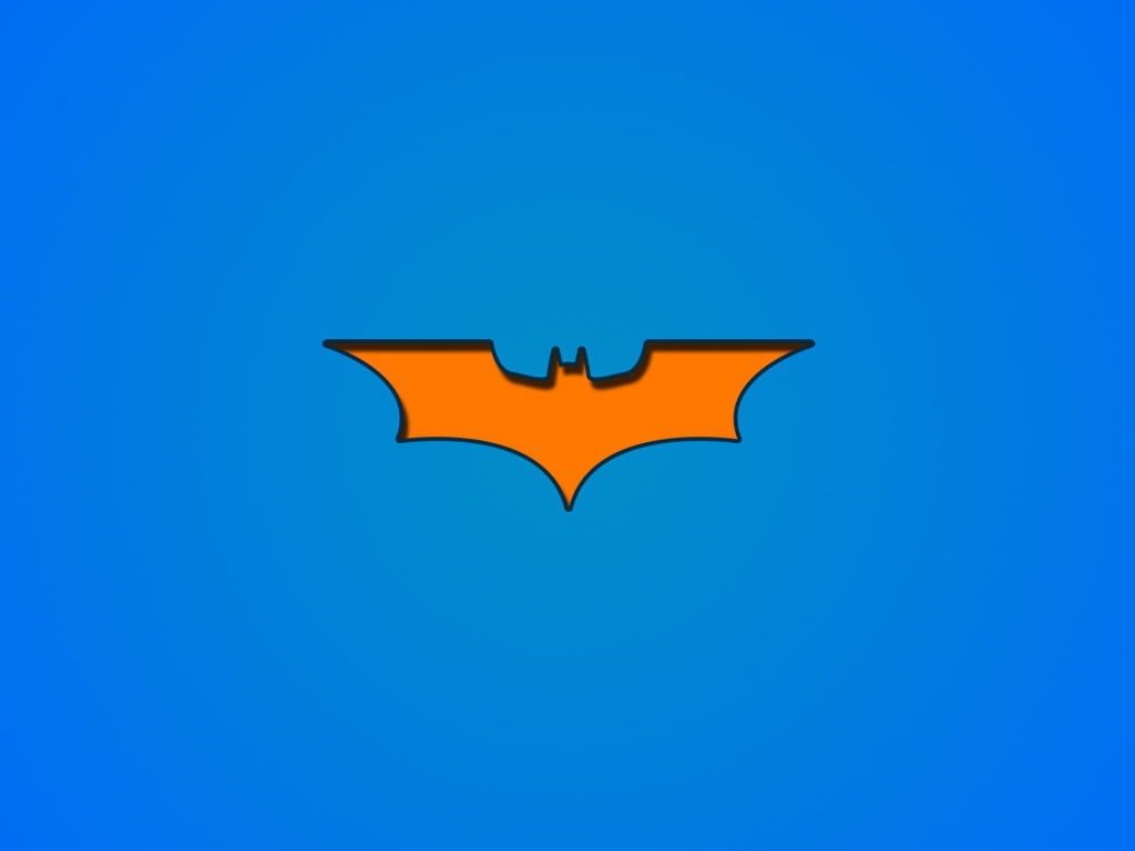 Оранжевый символ Бетмана на голубом фоне