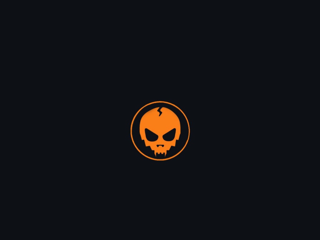 Оранжевый череп в круге, черный фон