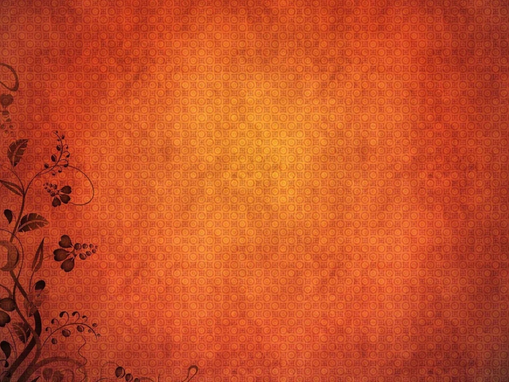 Орнамент из растений на оранжевом фоне