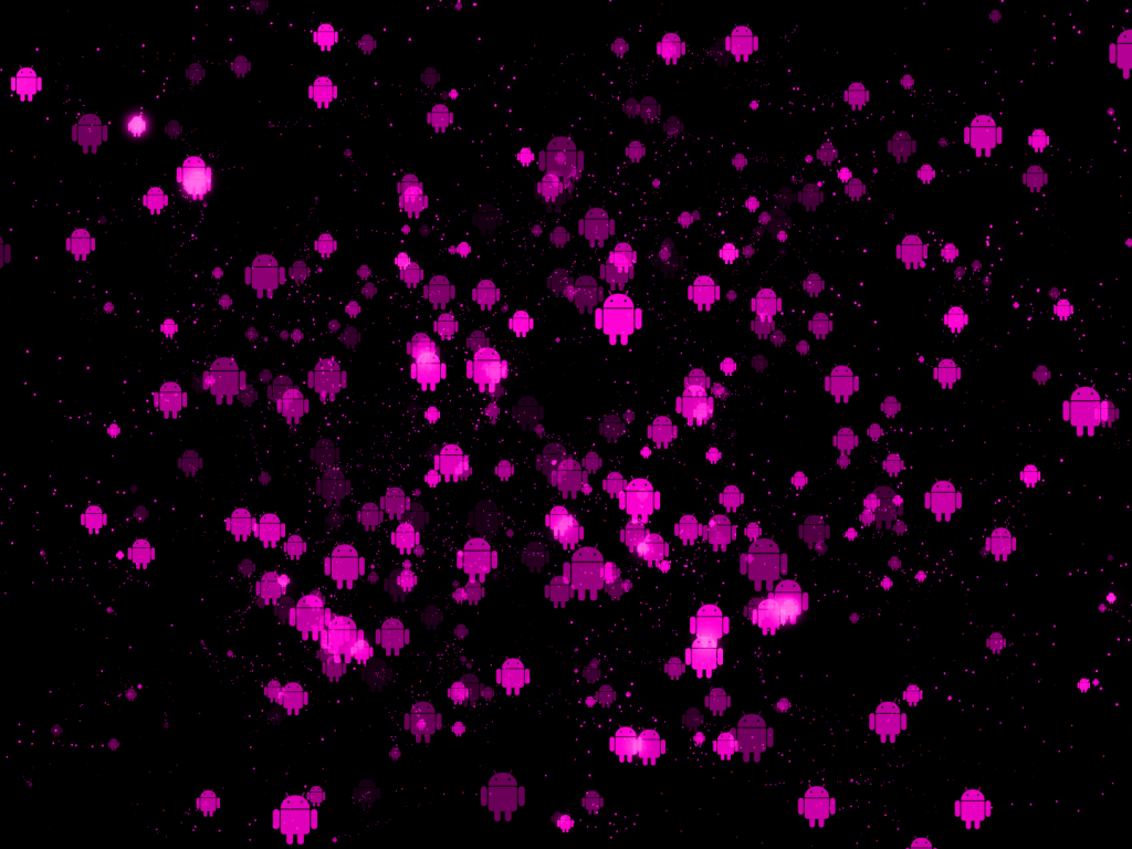 Розовые фигурки Андроида на черном фоне