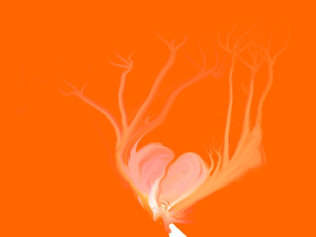 Розовое сердце на оранжевом фоне