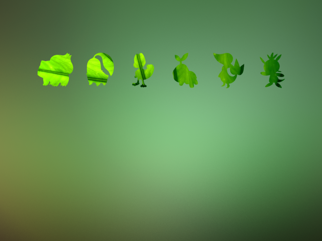 Покемоны, зеленый фон