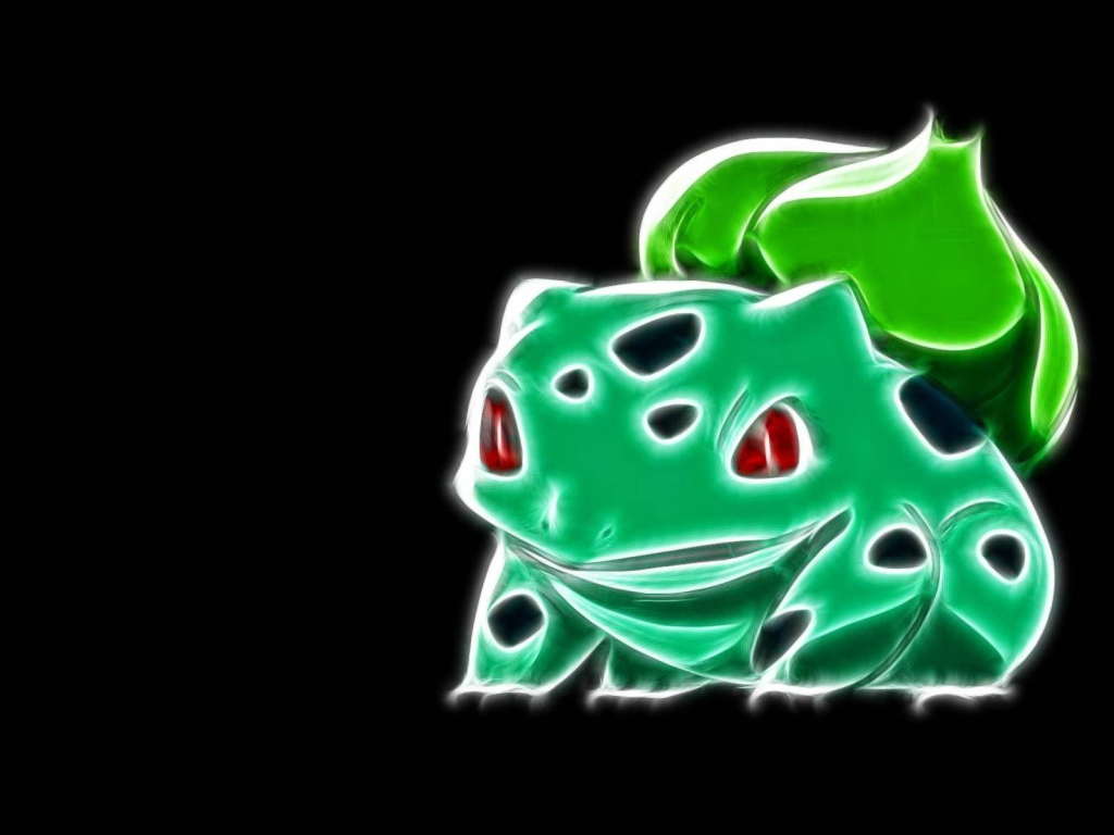 Покемон Бульбазавр на черном фоне